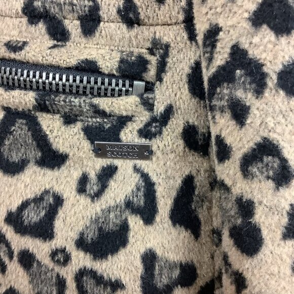 MAISON SCOTCH & SODA WOOL BLEND ANIMAL PRINT BIKER JACKET - Picture 10 of 16